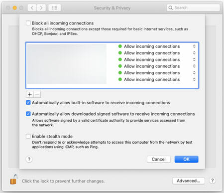 how to disable firewall for chrome on mac